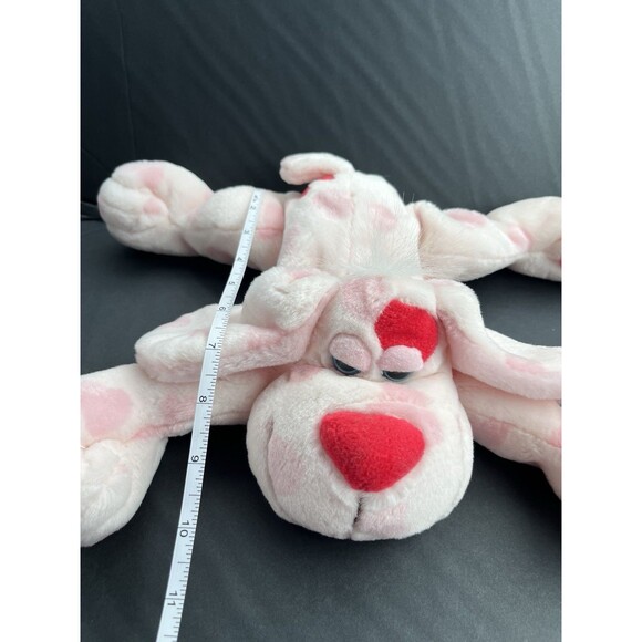 Puppy Love Floppy Pink Dog Plush Stuffed Animal Toy Heart Nose Soft Blue Eyes - Picture 11 of 12